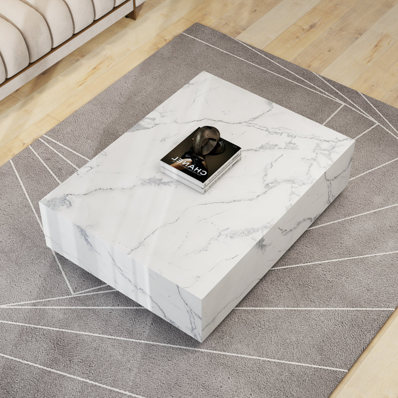 Rosdorf Park Klusek 47'' Faux Marble Modern Block Coffee Table & Reviews | Wayfair